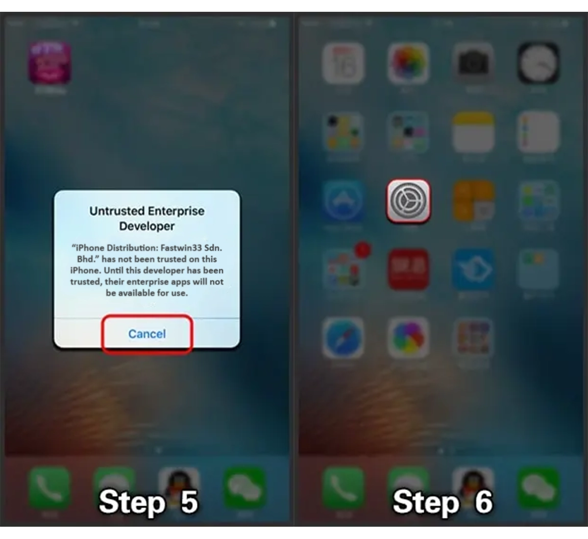 iOS installation step 5 and step 6