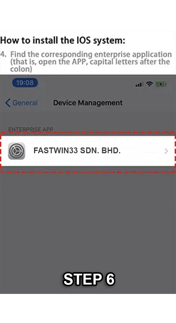 iOS installation step 6